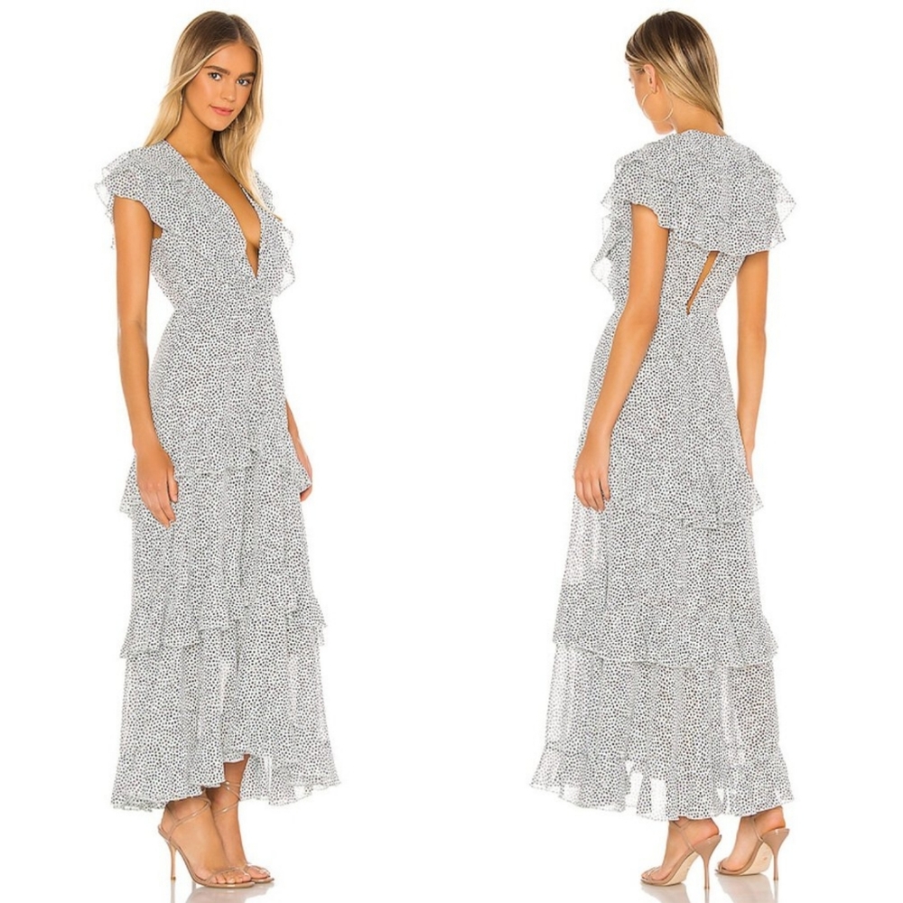 New Sabina Musayev Zoya Metallic Dress Dotted Mint